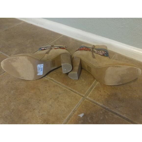 ✿ CALLISTO of California Floral Scarf Suede Leather Boots 7 M CUTE L@@K! - Picture 5 of 10